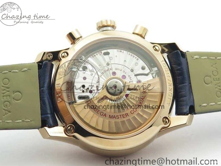 1230 QuickDry De Ville Chronograph RG OMF 1:1 Best Edition Blue Dial On Blue Leather Strap A 8107